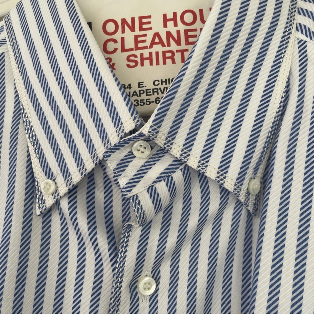 Zilli Men’s Dress Shirt size 46 Button Down Collar Blue and White - Picture 2 of 6